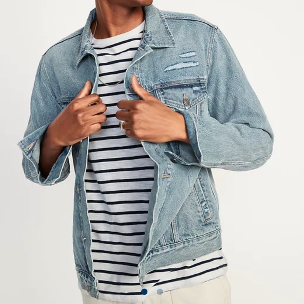 NWT Mens Old Navy Distressed Non-Stretch Jean Jacket